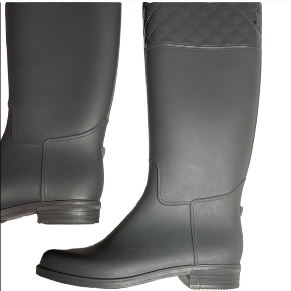 Grey Wellington Hunter style Boots Tall - Picture 3 of 5